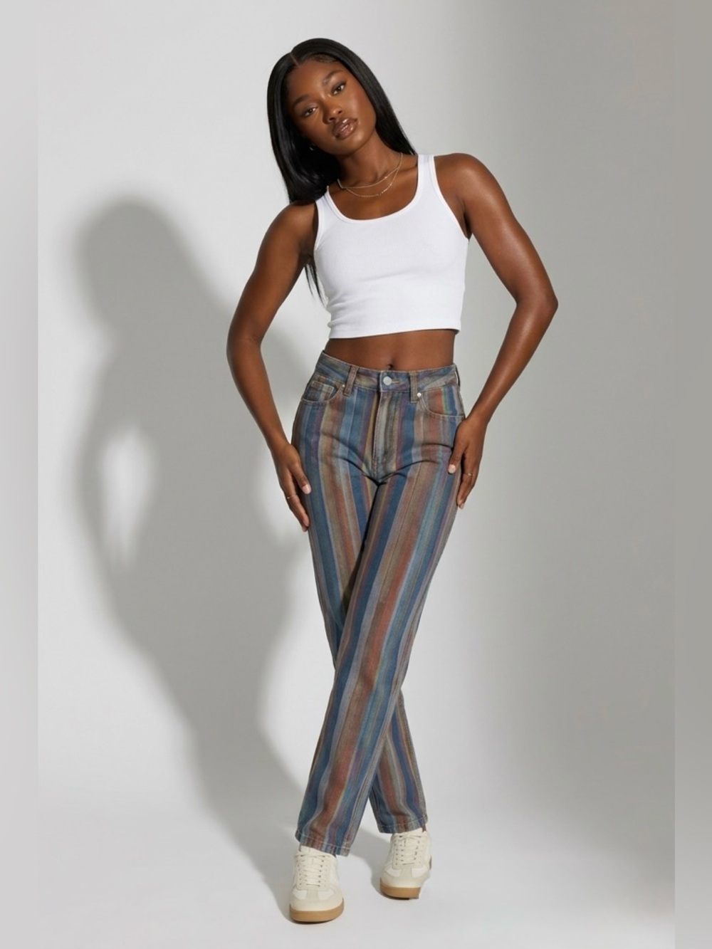 Simons Twik Organic Cotton Striped Jeans High-Rise Straight Leg (27) Retro Y2K